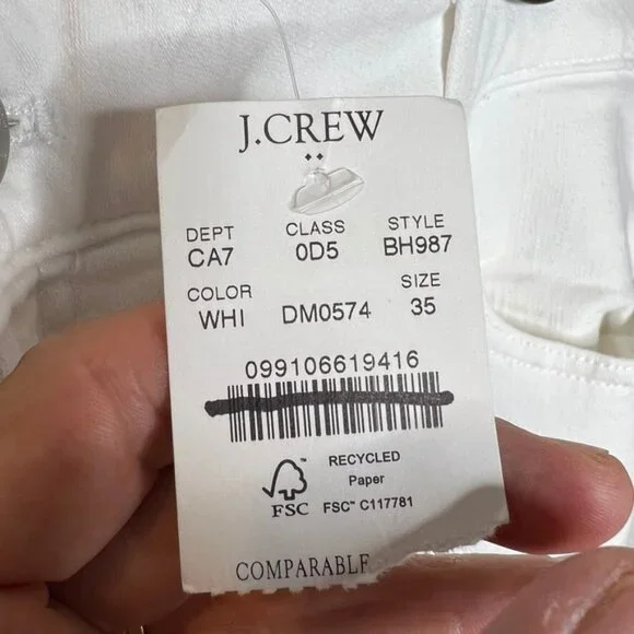 J.Crew $98 Curvy 10" Rise Skinny Jean White Stretch Size 35 BH987 - Picture 3 of 6